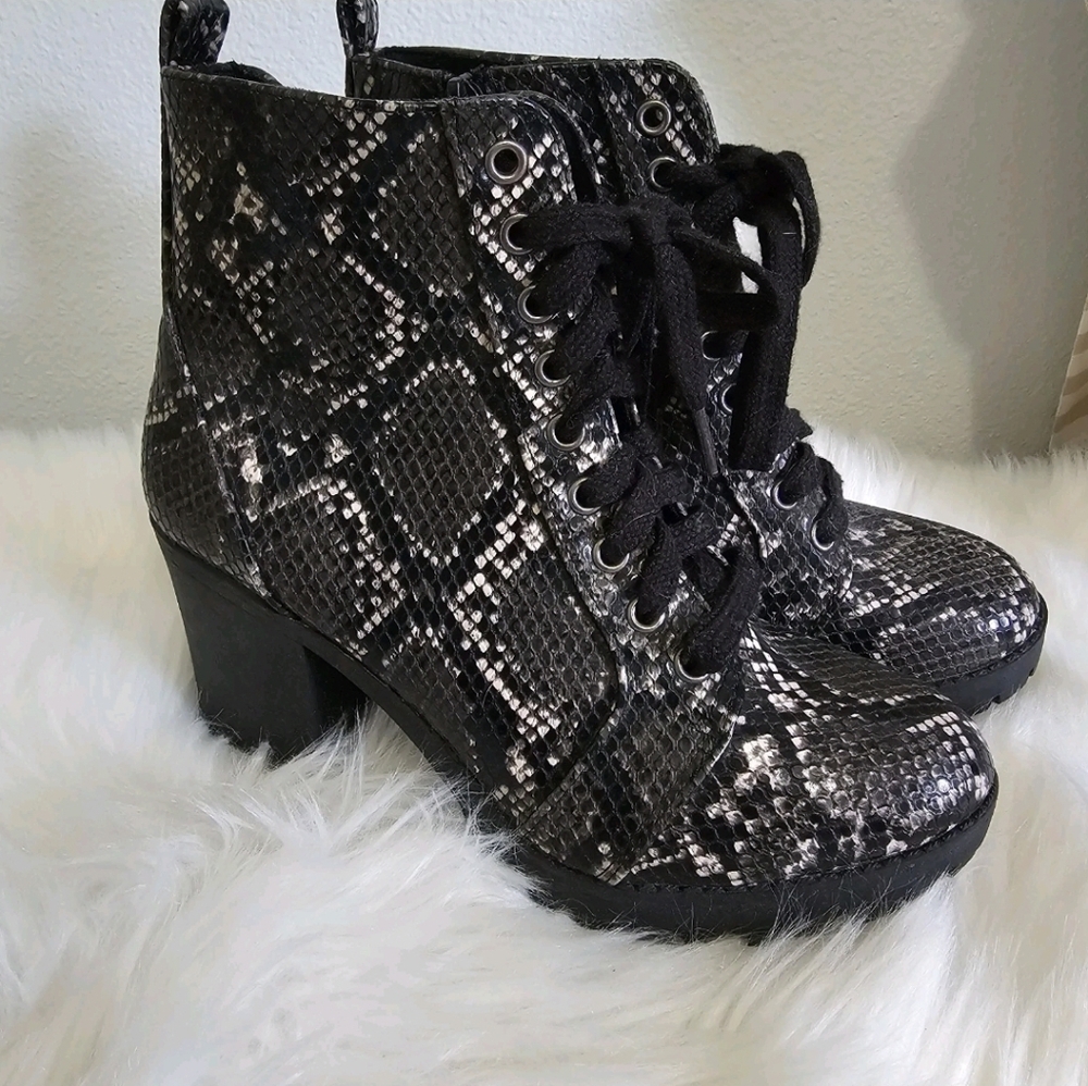 NWOT • Time And Tru • Snake Print Heeled Boots